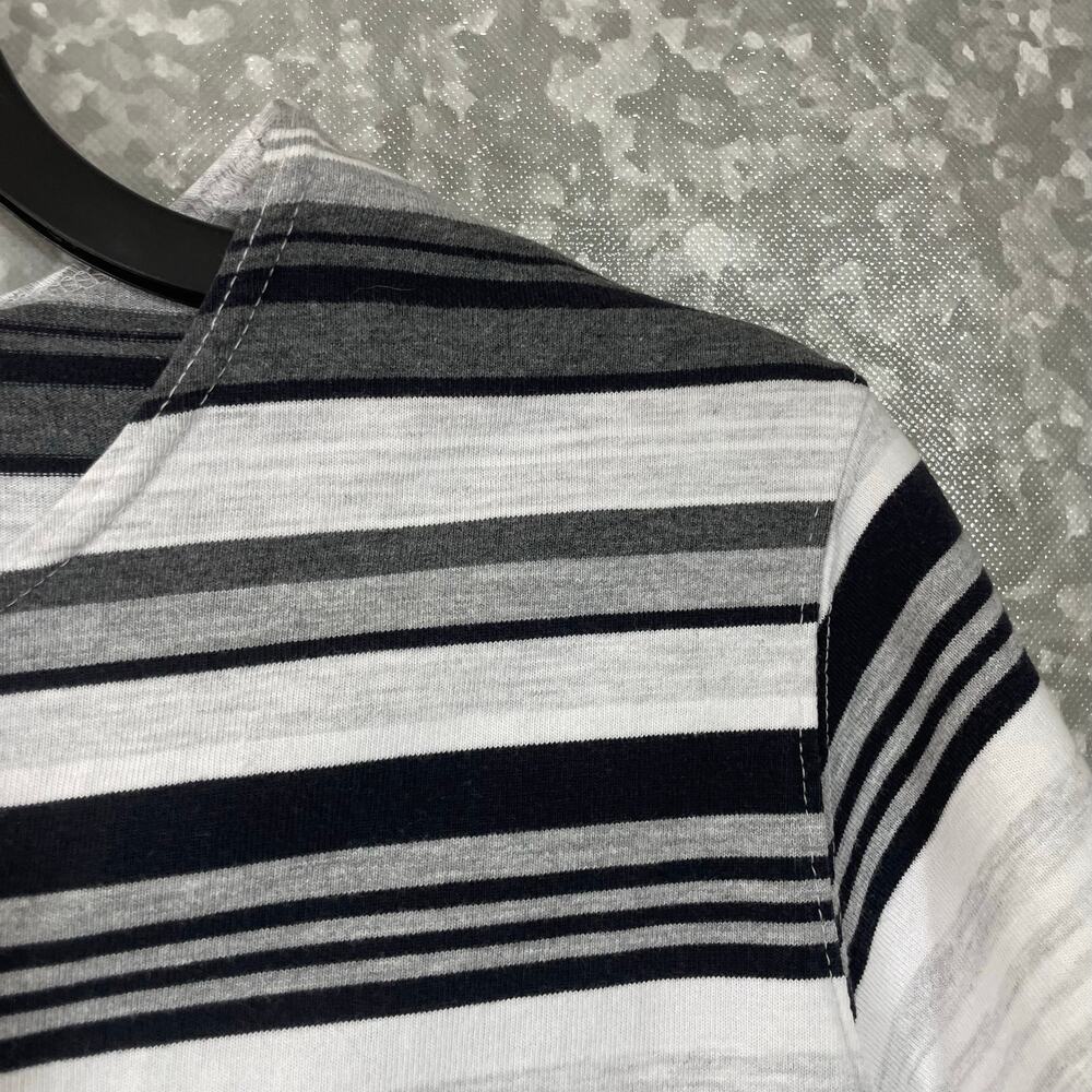 Classic Elements Gray Striped Button Front Top - … - image 2